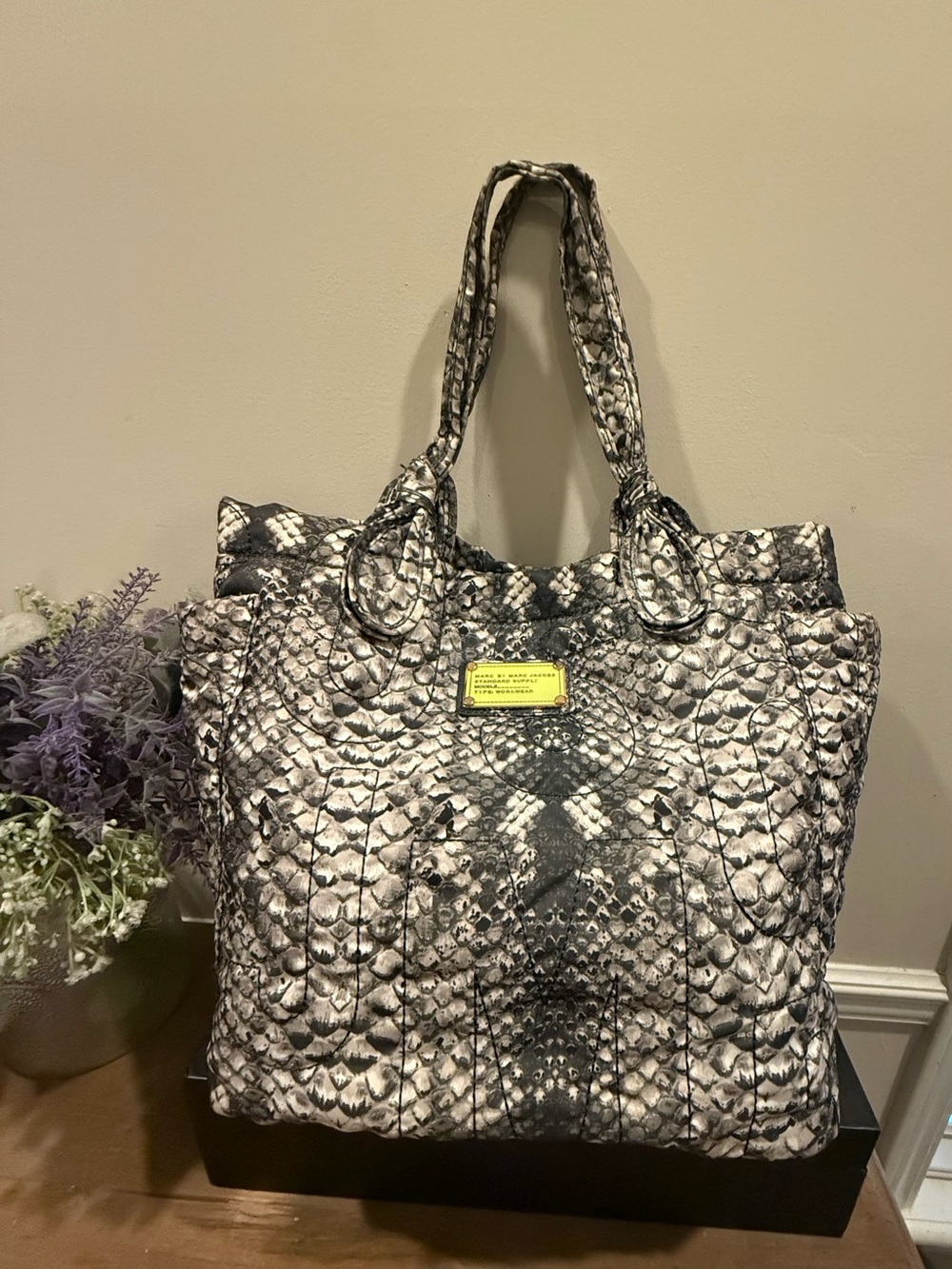 Marc Jacobs Black & White Snake-Print Tote